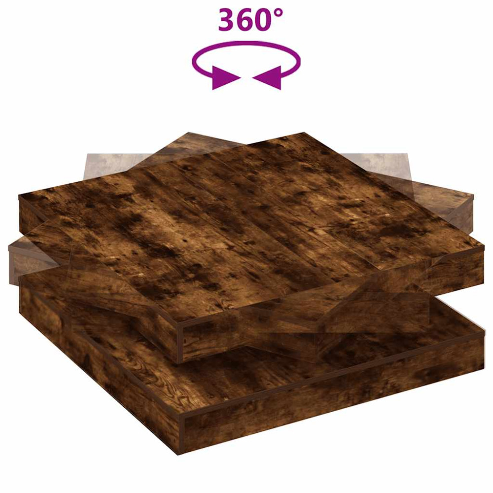 Produktbild för Soffbord 360 grader vridbart rökfärgad ek 90x90x34,5 cm