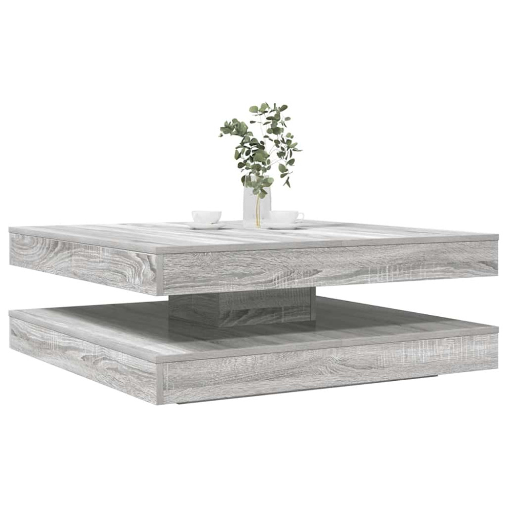 Produktbild för Soffbord 360 grader vridbart grå sonoma 90x90x34,5 cm