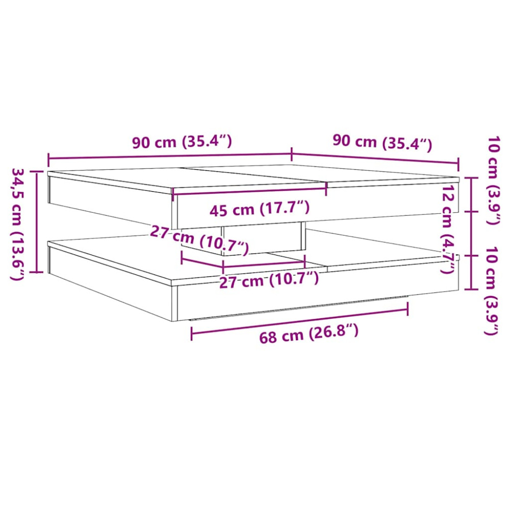 Produktbild för Soffbord 360 grader vridbart grå sonoma 90x90x34,5 cm