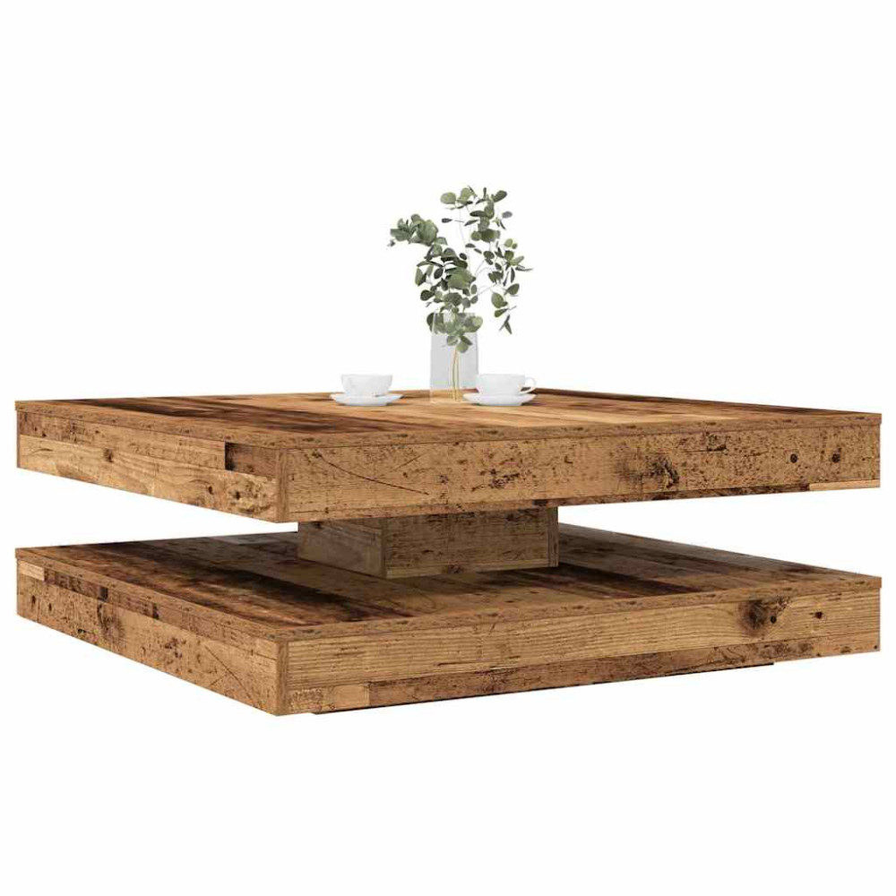 Produktbild för Soffbord 360 grader vridbart åldrat trä 90x90x34,5 cm