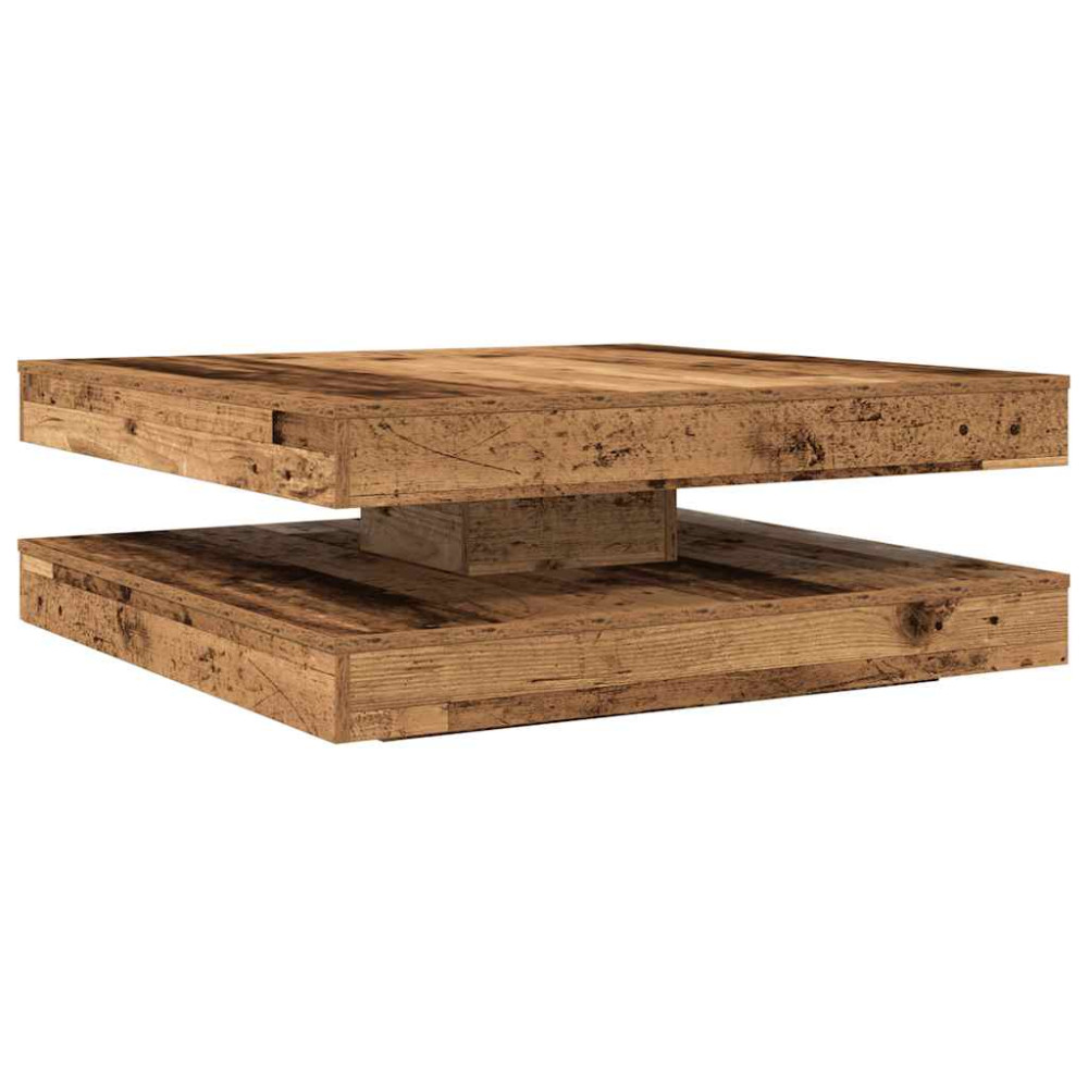 Produktbild för Soffbord 360 grader vridbart åldrat trä 90x90x34,5 cm