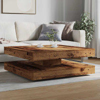 Produktbild för Soffbord 360 grader vridbart åldrat trä 90x90x34,5 cm