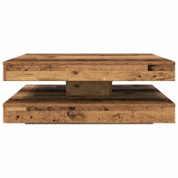 Produktbild för Soffbord 360 grader vridbart åldrat trä 90x90x34,5 cm