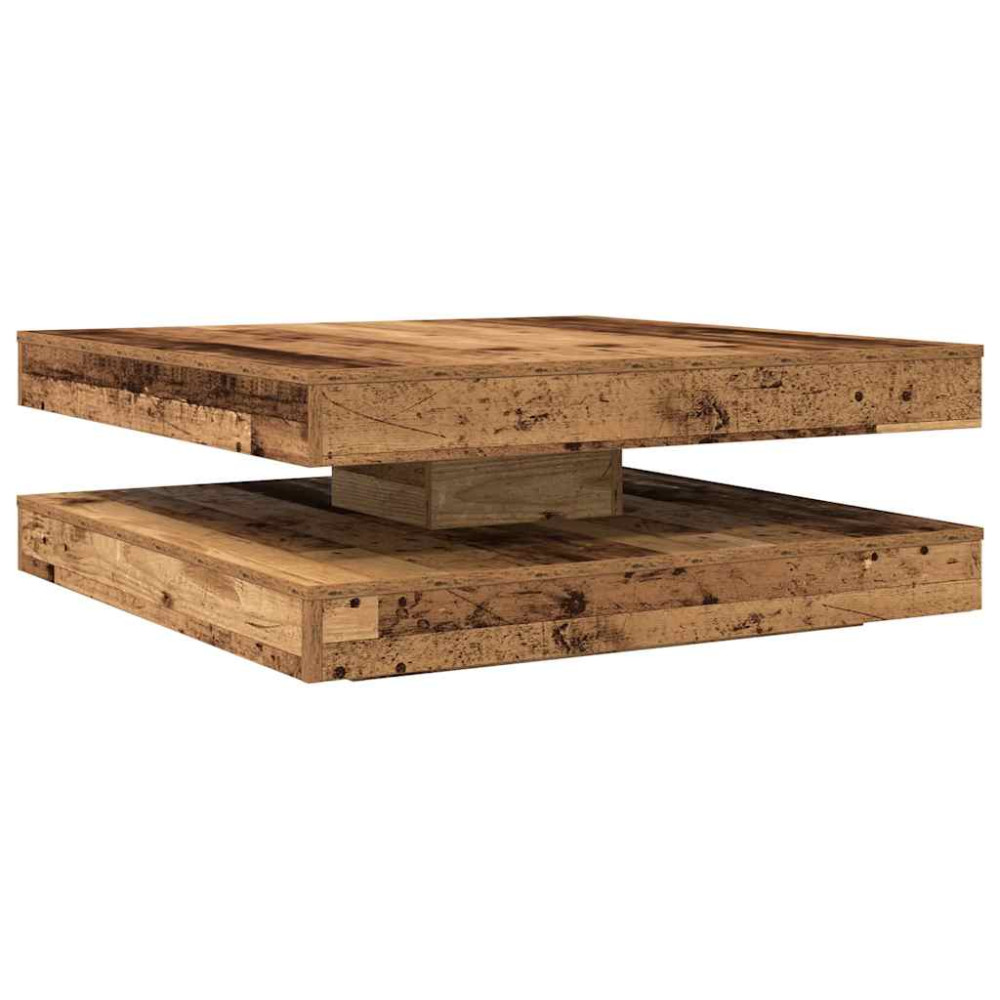 Produktbild för Soffbord 360 grader vridbart åldrat trä 90x90x34,5 cm