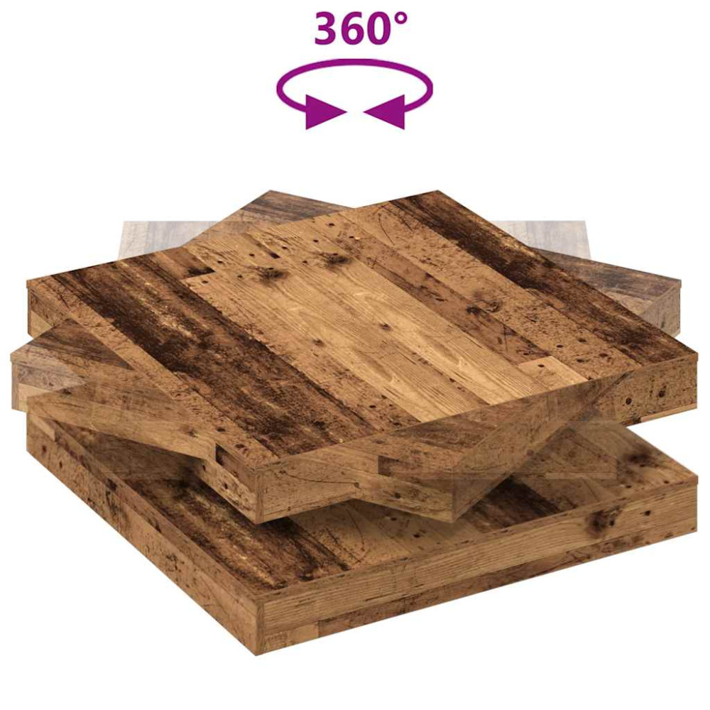 Produktbild för Soffbord 360 grader vridbart åldrat trä 90x90x34,5 cm