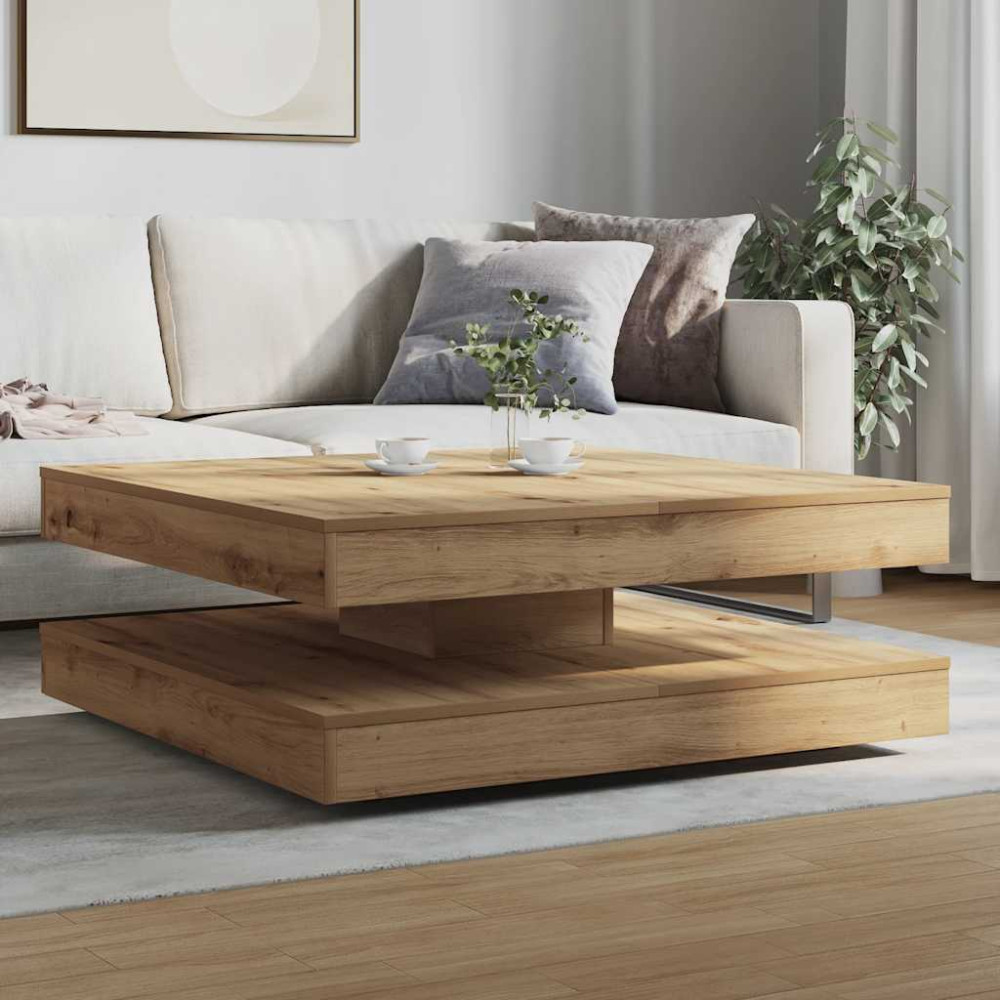 Produktbild för Soffbord 360 grader vridbart artisan ek 90x90x34,5 cm
