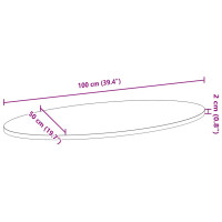 Produktbild för Bordsskiva 100x50x2 cm massiv ek oval