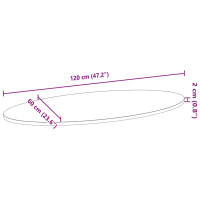 Produktbild för Bordsskiva ljusbrun 120x60x2 cm massiv ek oval