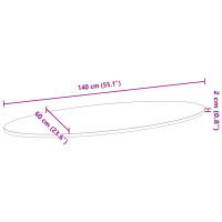 Produktbild för Bordsskiva mörkbrun 140x60x2 cm massiv ek oval