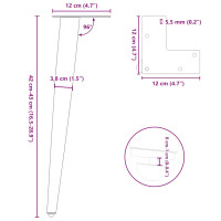 Produktbild för Soffbordsben konisk form 4 st svart 42-43 cm stål