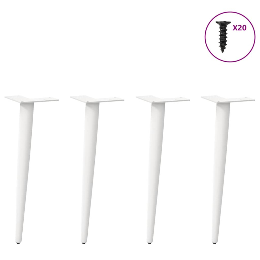 Produktbild för Soffbordsben koniska 4 st vita 42-43 cm stål