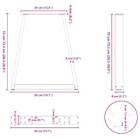 Produktbild för Soffbordsben V-formade 2 st svart 50x(72-73) cm stål