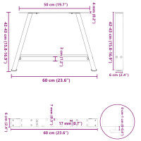 Produktbild för Soffbordsben A-formade 2 st antracit 60x(42-43) cm stål