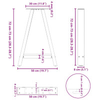 Produktbild för Soffbordsben A-formade 2 st svart 50x(72-73) cm stål