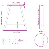 Produktbild för Soffbordsben A-formade 2 st svart 70x(72-73) cm stål