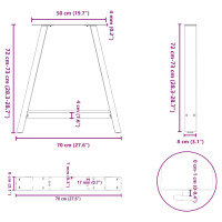 Produktbild för Soffbordsben A-formade 2 st antracit 70x(72-73) cm stål