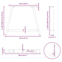 Produktbild för Soffbordsben A-formade 2 st svart 90x(72-73) cm stål