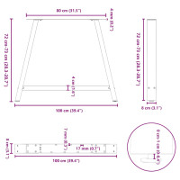 Produktbild för Soffbordsben A-formade 2 st svart 100x(72-73) cm stål