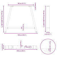 Produktbild för Soffbordsben A-formade 2 st antracit 100x(72-73) cm stål