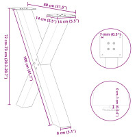 Produktbild för Matbordsben X-formad 3 st antracit 80x(72-73) cm stål