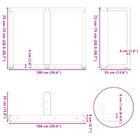 Produktbild för Matbordsben T-formad 2 st antracit 100x35x(72-73) cm stål