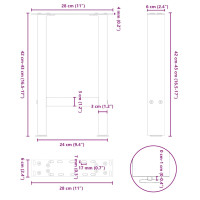 Produktbild för Soffbordsben vit 2 st 28x(42-43) cm stål