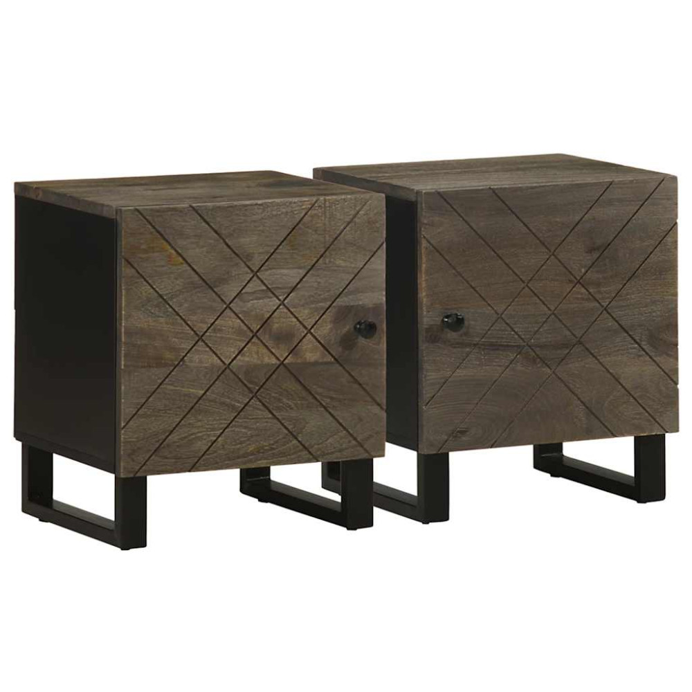 Produktbild för Sängbord 2 st svart 40x33x46 cm massivt mangoträ