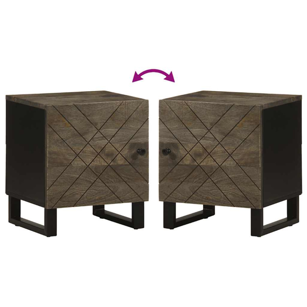 Produktbild för Sängbord 2 st svart 40x33x46 cm massivt mangoträ