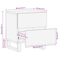 Produktbild för Sängbord 2 st svart 40x33x46 cm massivt mangoträ