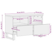 Produktbild för Tv-bänk svart 70x33x46 cm massivt mangoträ