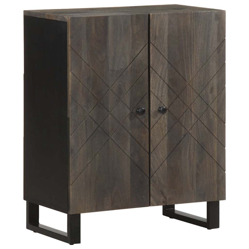 Produktbild för Skänk svart 60x33x75 cm massivt mangoträ