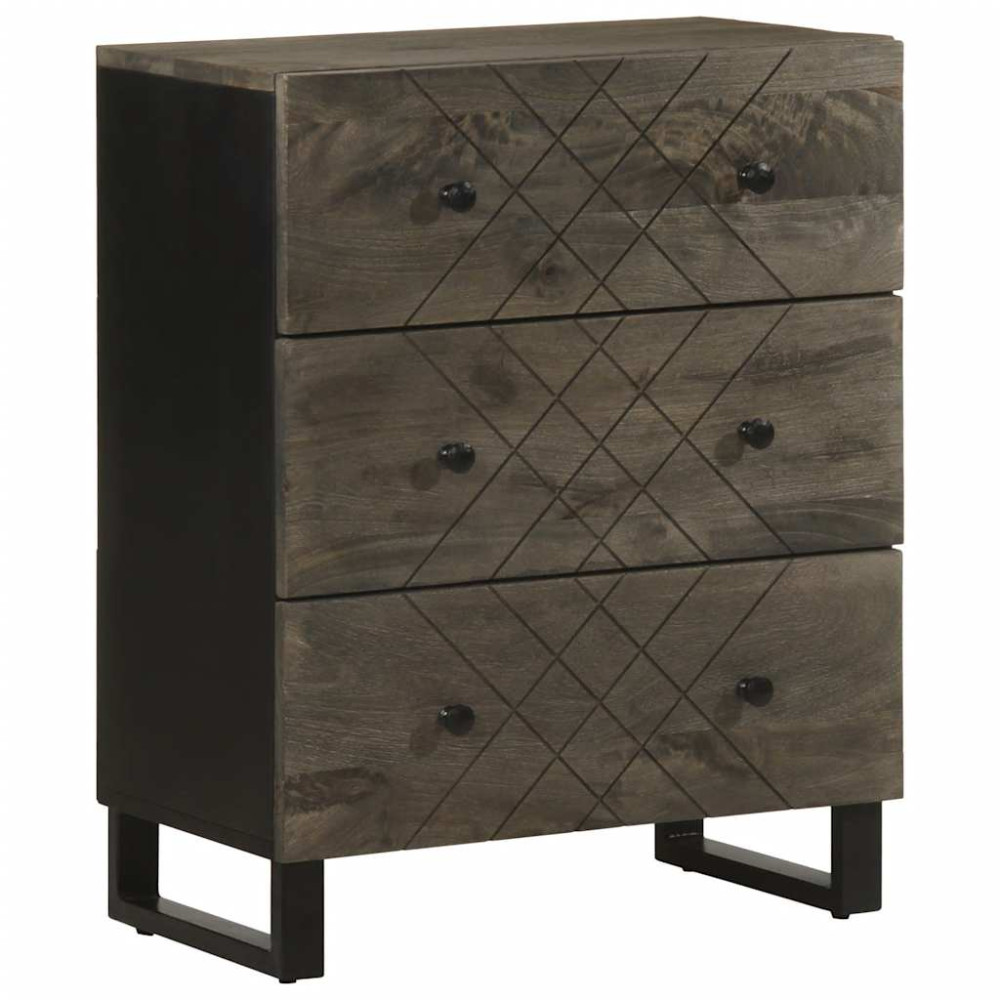 Produktbild för Skänk svart 60x33x75 cm massivt mangoträ