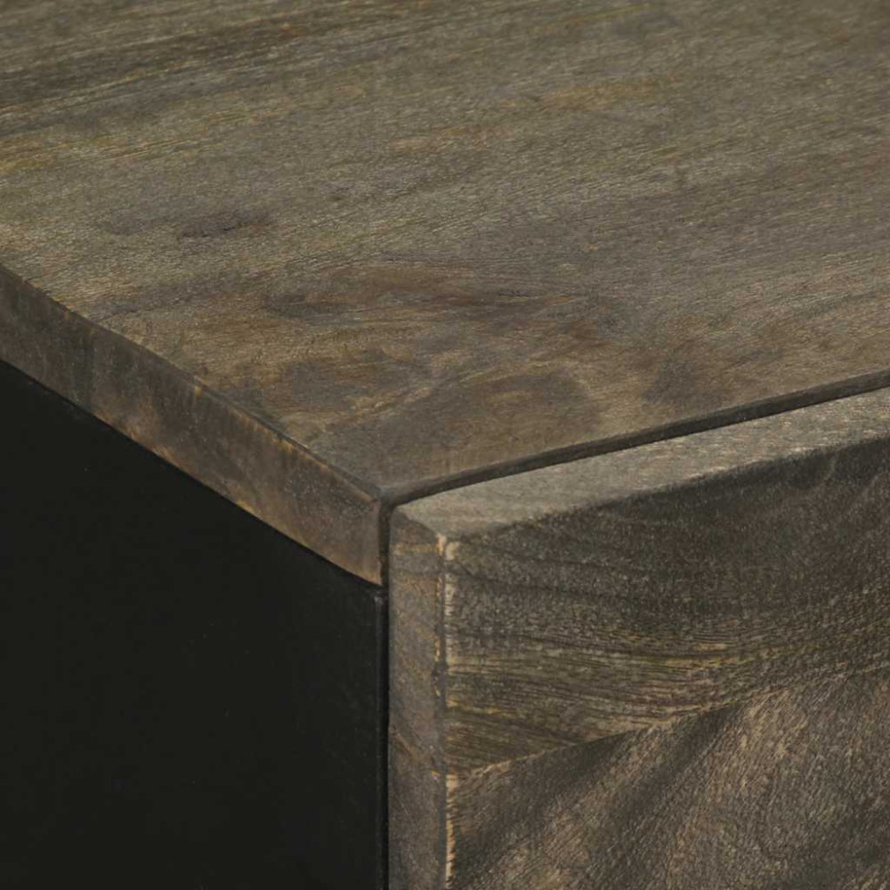 Produktbild för Skänk svart 60x33x75 cm massivt mangoträ