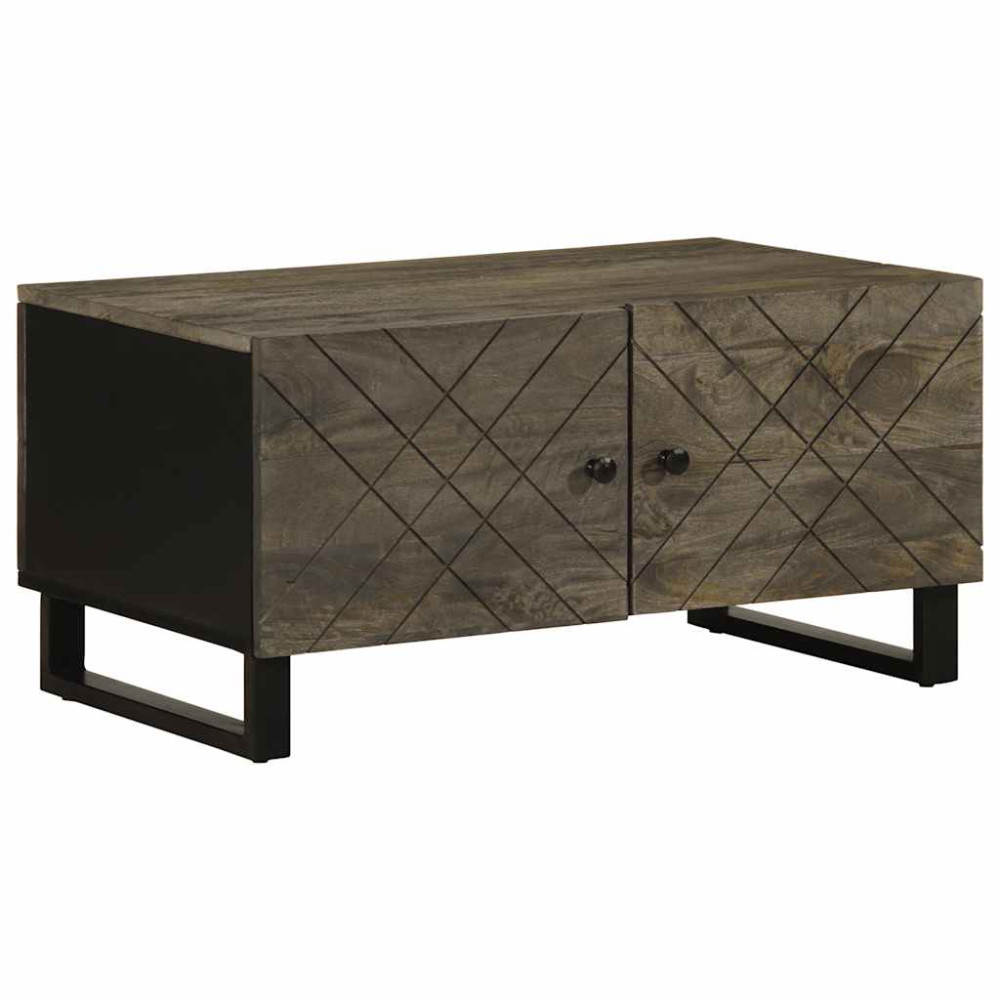 Produktbild för Soffbord svart 80x50x40 cm massivt mangoträ