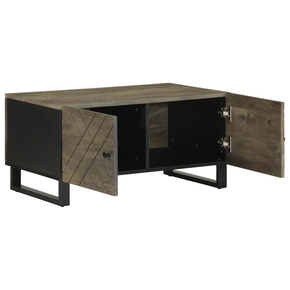 Produktbild för Soffbord svart 80x50x40 cm massivt mangoträ