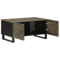 Produktbild för Soffbord svart 80x50x40 cm massivt mangoträ
