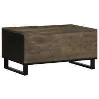Produktbild för Soffbord svart 80x50x40 cm massivt mangoträ