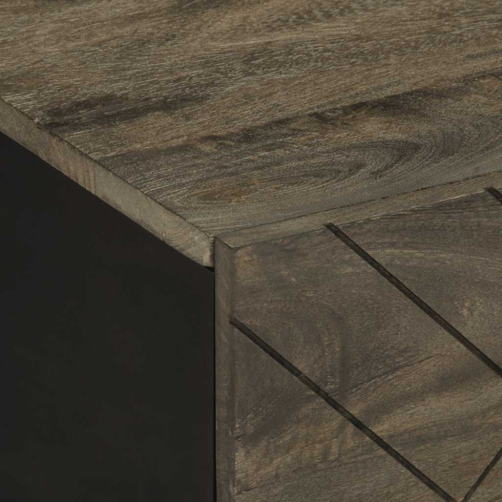 Produktbild för Soffbord svart 80x50x40 cm massivt mangoträ