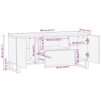 Produktbild för Tv-bänk svart 105x33x46 cm massivt mangoträ