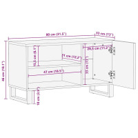 Produktbild för Tv-bänk svart 80x33x46 cm massivt mangoträ