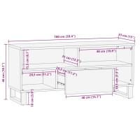 Produktbild för Tv-bänk svart 100x33x46 cm massivt mangoträ