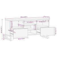 Produktbild för Tv-bänk svart 100x33x46 cm massivt mangoträ