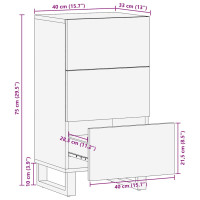 Produktbild för Skänk svart 40x33x75 cm massivt mangoträ