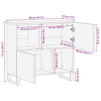 Produktbild för Skänk svart 80x33x75 cm massivt mangoträ