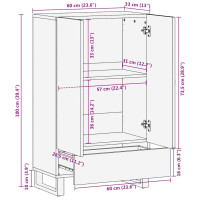 Produktbild för Högskåp svart 60x33x100 cm massivt mangoträ