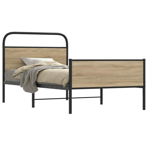 vidaXL Sängram utan madrass sonoma-ek 100x190 cm konstruerad trä