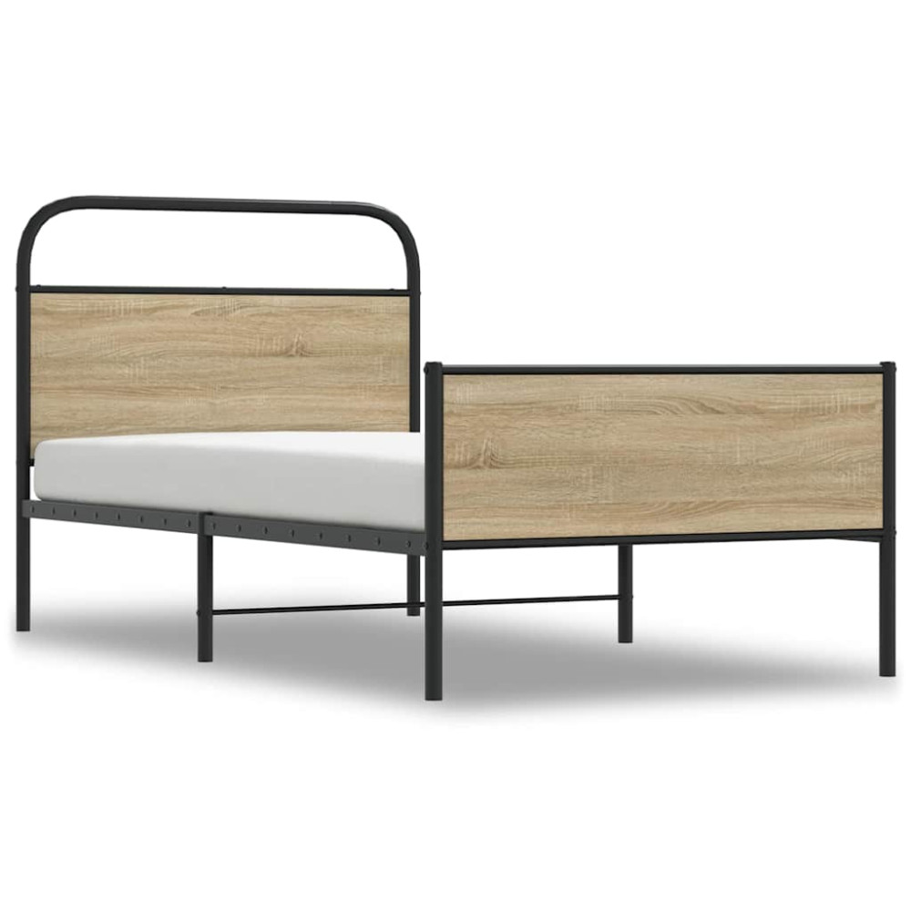 Produktbild för Sängram utan madrass sonoma-ek 100x190 cm konstruerad trä