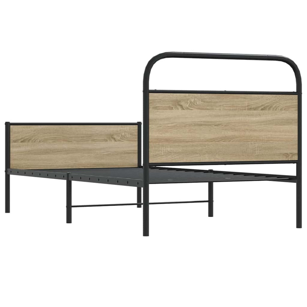 Produktbild för Sängram utan madrass sonoma-ek 100x190 cm konstruerad trä