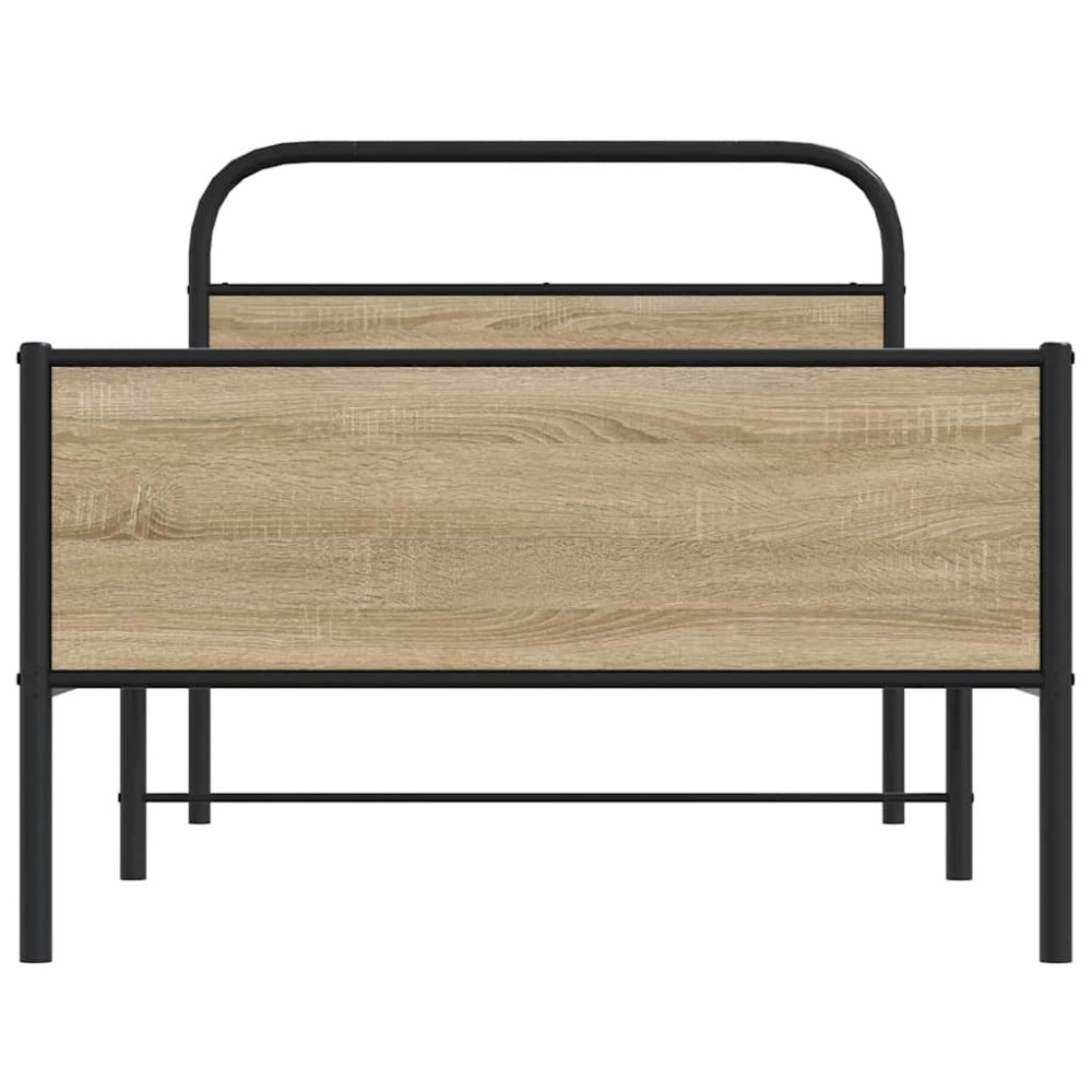Produktbild för Sängram utan madrass sonoma-ek 107x203 cm konstruerad trä