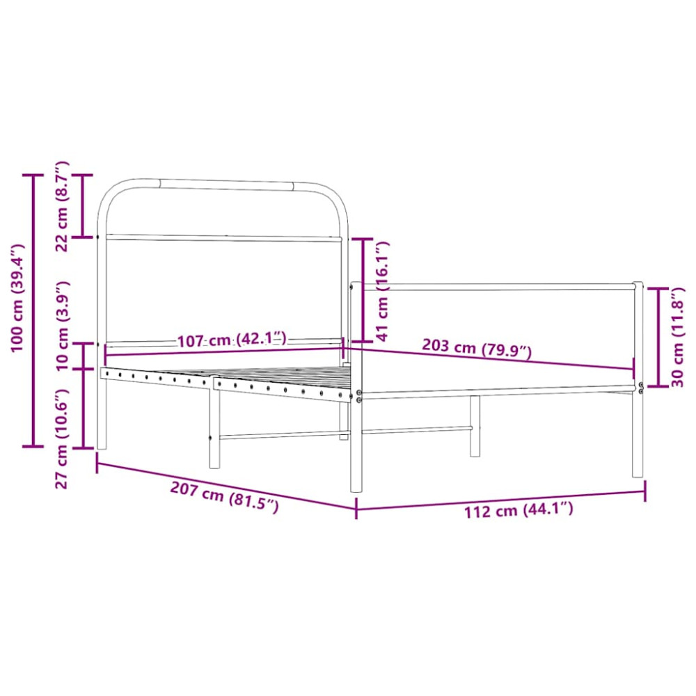 Produktbild för Sängram utan madrass sonoma-ek 107x203 cm konstruerad trä